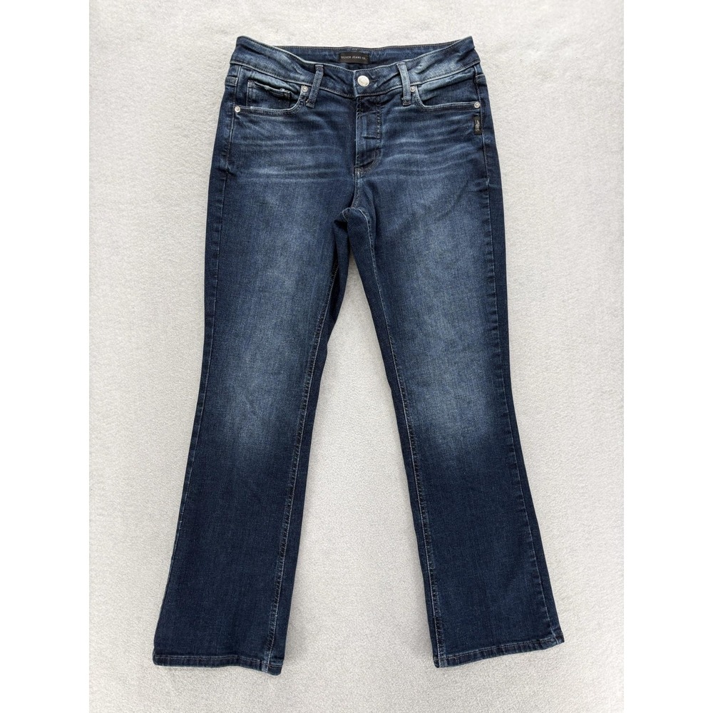 Silver Jeans Elyse Slim Boot Jeans Womens 30x31 Blue Dark Wash Mid Rise Stretch